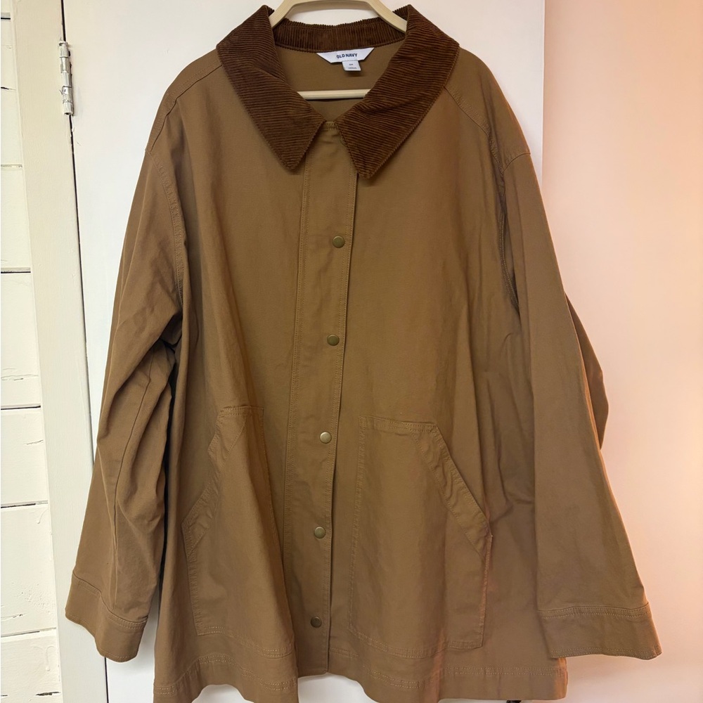 Old Navy Tan Barn Jacket with Brown Collar - Picture 3 of 5